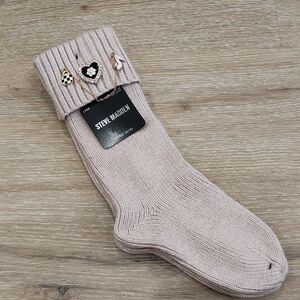 Steve Madden Light Pink Knit Socks with Charms